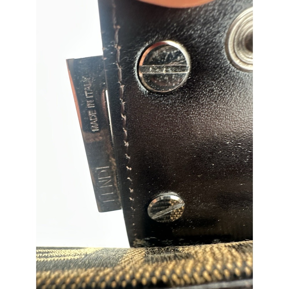 Fendi Zucca Print Wallet Brown Canvas Leather Trim FF Logo Buckle Silver Tone - Picture 5 of 9